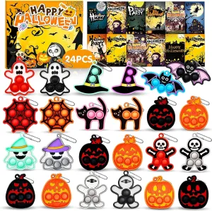 Kids$Halloween Goodie Bag Stuffers$Halloween Classroom Prizes$Halloween Fidget Toys curious stay Halloween Party Favors for Kids 24 PCS Halloween Pop Fidget Keychain$Halloween Toys Treats for 
