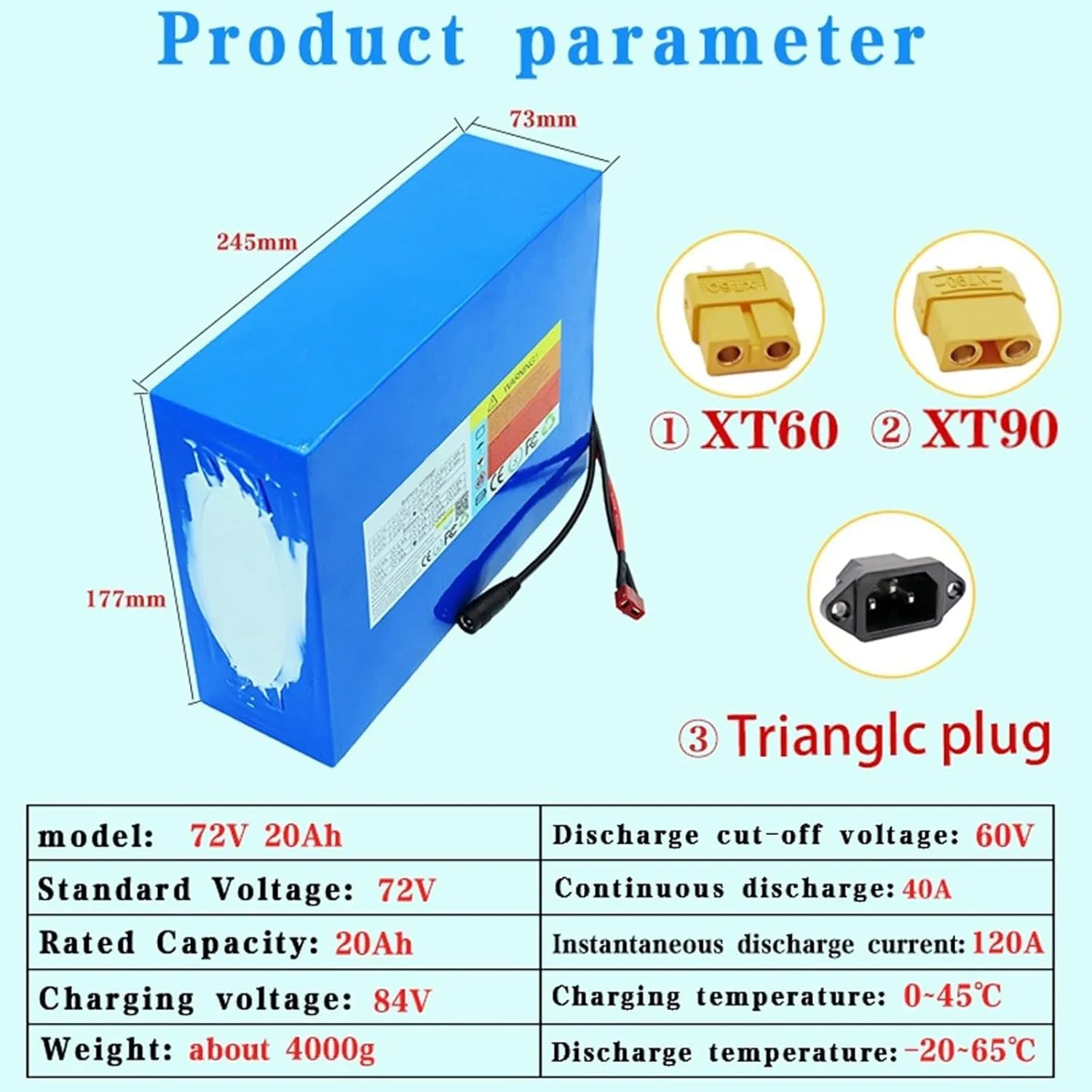 Kit - High Performance, Durable, Efficient Power Solution 70V 20Ah Lithium Battery Pack for Ebike | 20S4P Li-ion Battery with Charger   BMS for Up pit momentous granular to 3000W Motor 