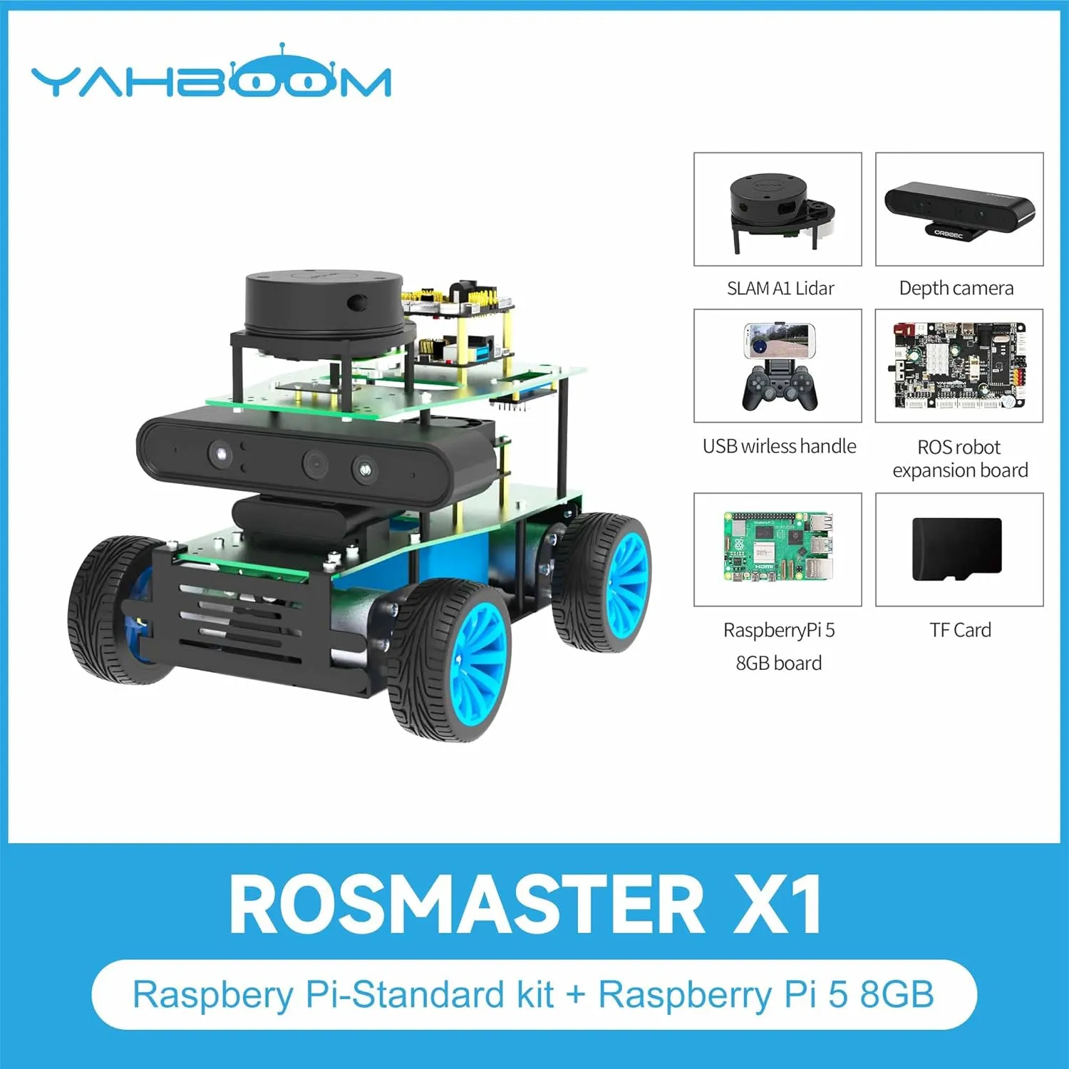 Kit, ROS Programming Kit, University Artificial Intelligence Research Institution Autopilot Line Patrol Gesture Recognition Yahboom Raspberry Pi5 ROS enthusiastic AI Robot Electronic Competition Robot Car 