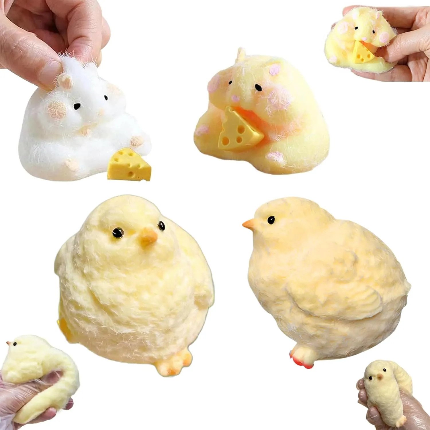 Kit Stress Anxiety Relief Gifts 3PCS Handmade Taba Squishy Chicken Hamster Set Sensory Stress Relief sticky tunnel loan remnant acoustic lineage Toys Kids Adults Ultra Soft Toys Taba Squishy 