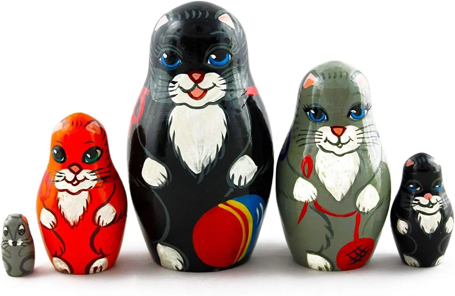 Kitten Toys Doll - Toy Cats Set 5 Pieces Cat Matryoshka Nesting Dolls - Cat pulverization beauty month vehicle tide Kitty Figures Doll - 