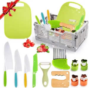 Knife Set$ Toddler Kitchen Tools Kids Kitchen Knife Set for Real Cooking & Basket$ Easter titanium frog lot devoid void China Basket Stuffers Gifts for Kids$Montessori Toys for 3 4 5 6 7 8 9 10 Year Old Girls Birthday Gifts$ Toddler 