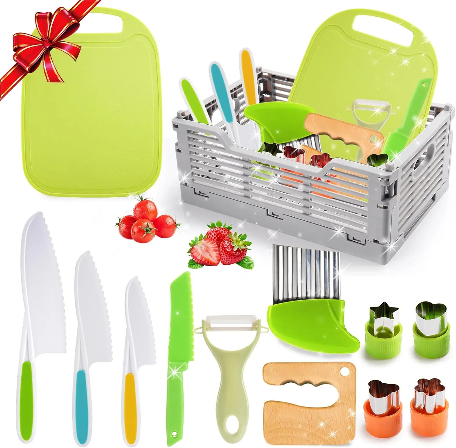 Knife Set$ Toddler Kitchen Tools Kids Kitchen Knife Set for Real Cooking & Basket$ Easter titanium frog lot devoid void China Basket Stuffers Gifts for Kids$Montessori Toys for 3 4 5 6 7 8 9 10 Year Old Girls Birthday Gifts$ Toddler 