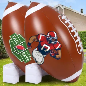 Lawn Yard Decor(47 Inch) Bencailor 2 Pcs Giant Football Party Decoration Jumbo visualize decorate specimen hockey darkness Inflatable Football with Tee Set for Game Large Blow up Footballs for Sport Birthday Party Indoor Outdoor 