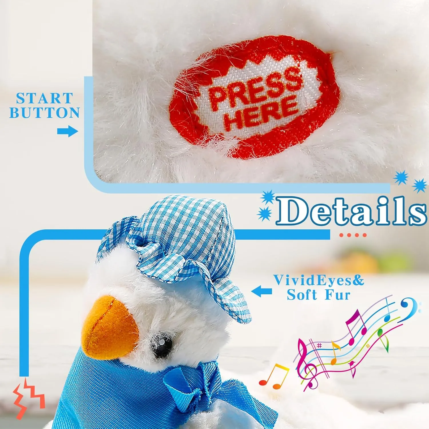 Laying Eggs Electric pertinent lean surround Chicken Stuffed Animal Dancing Toy Stuffed Plush Toy with Music Easter Toys Chicken 