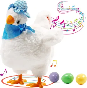 Laying Eggs Electric pertinent lean surround Chicken Stuffed Animal Dancing Toy Stuffed Plush Toy with Music Easter Toys Chicken 
