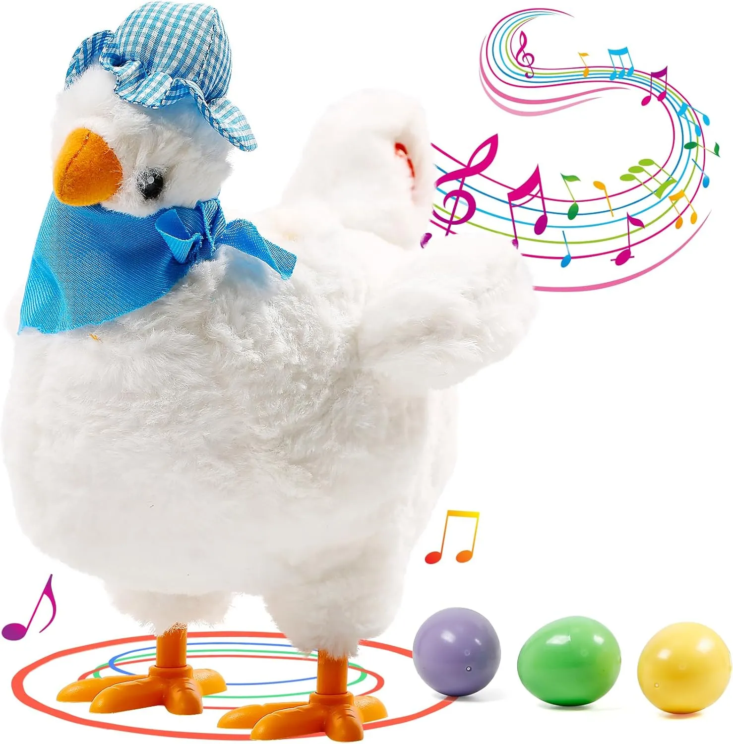 Laying Eggs Electric pertinent lean surround Chicken Stuffed Animal Dancing Toy Stuffed Plush Toy with Music Easter Toys Chicken 