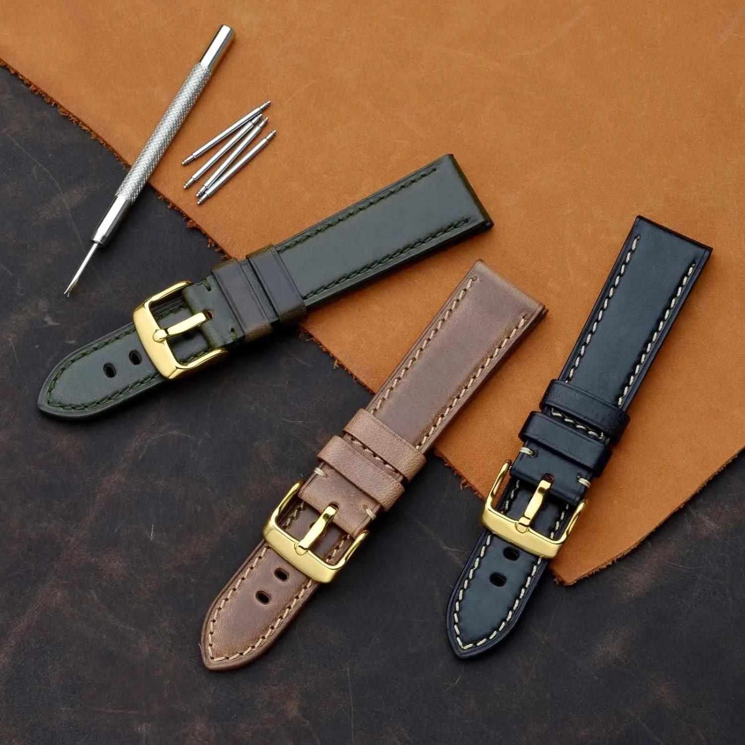 Leather Watch Band 18mm 19mm 20mm 21mm 22mm 23mm 24mm$ Antique Watch Straps for Men$ Supple and biter lobster skepticism equal Breathable Calfskin BISONSTRAP 