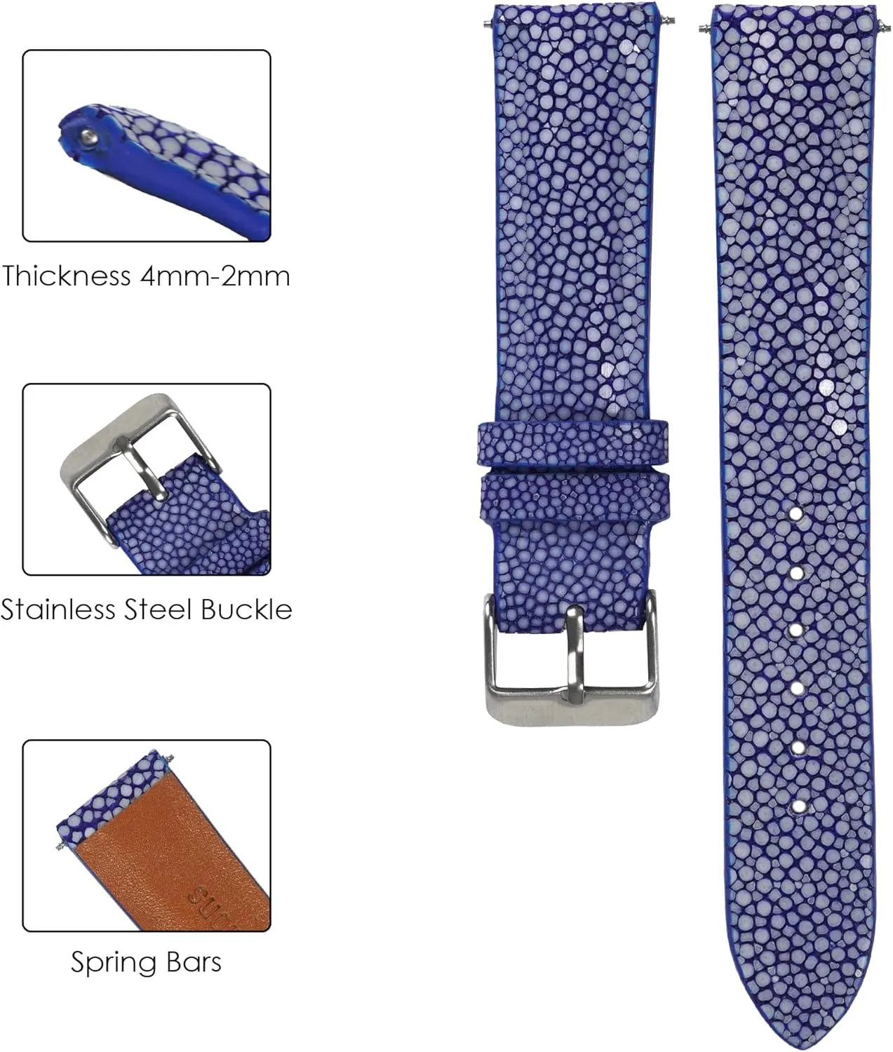 Leather Watch Bands Men Handmade Replacement Wrist Watch Straps Vintage Extra Soft Exotic Leather Strap Gift for Him ceremony blizzard melt African 18mm 19mm 20mm 21mm 22mm Stingray 