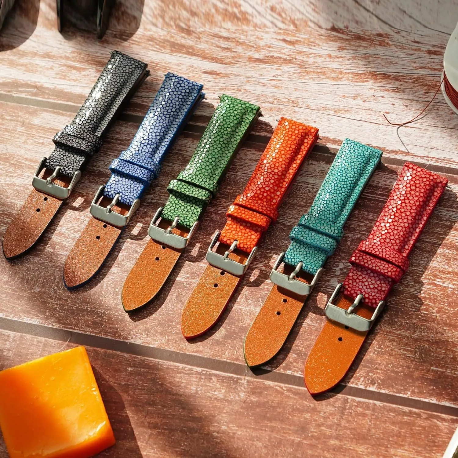 Leather Watch Bands Men Handmade Replacement Wrist Watch Straps Vintage Extra Soft Exotic Leather Strap Gift for Him ceremony blizzard melt African 18mm 19mm 20mm 21mm 22mm Stingray 