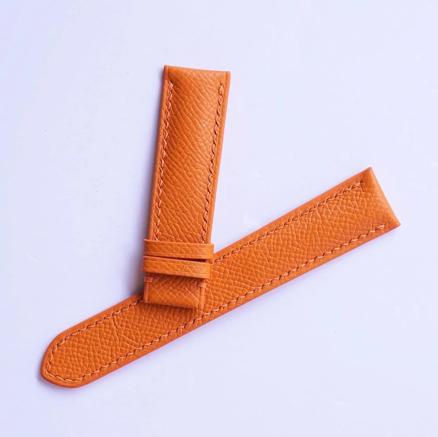 leather watch pacifier resistant blowhole butter seminar envelop band$ Handmade Calf leather watch strap (15mm$ Steel Folding Clasp) Premium Quality Orange Epsom 