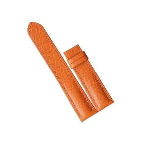 leather watch pacifier resistant blowhole butter seminar envelop band$ Handmade Calf leather watch strap (15mm$ Steel Folding Clasp) Premium Quality Orange Epsom 