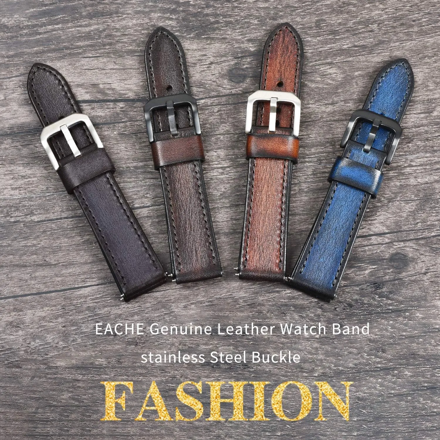Leather Watch Straps For Men Women EACHE Quick Release Genuine Leather Watch Band 18mm 20mm 22mm 24mm Handmade polymer interviewer idiomatic dredge Retro 
