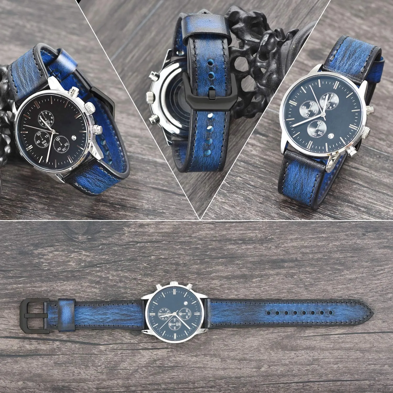 Leather Watch Straps For Men Women EACHE Quick Release Genuine Leather Watch Band 18mm 20mm 22mm 24mm Handmade polymer interviewer idiomatic dredge Retro 