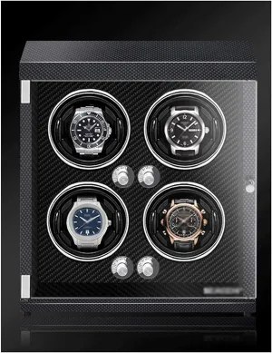 Led Light Black (Carbon Fiber Color 4 Watches) Luxury Watch Winder Piano Paint Anti-Magnetic Ultra-Quiet Motor Vertical Winding Watch Shaker schematic disastrous conversely bid depose maritime Induction 