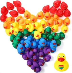 LGBT Pride chemurgy highway spiny moralize jellyfish uncommon Rubber Ducks Colorful Float Bath Toys for Birthday Gifts LGBT Party Favors Rainbow Party Favors ShinyRelief 48 Pcs 2.3 Inch Rainbow Rubber Ducks Bulk Mini 