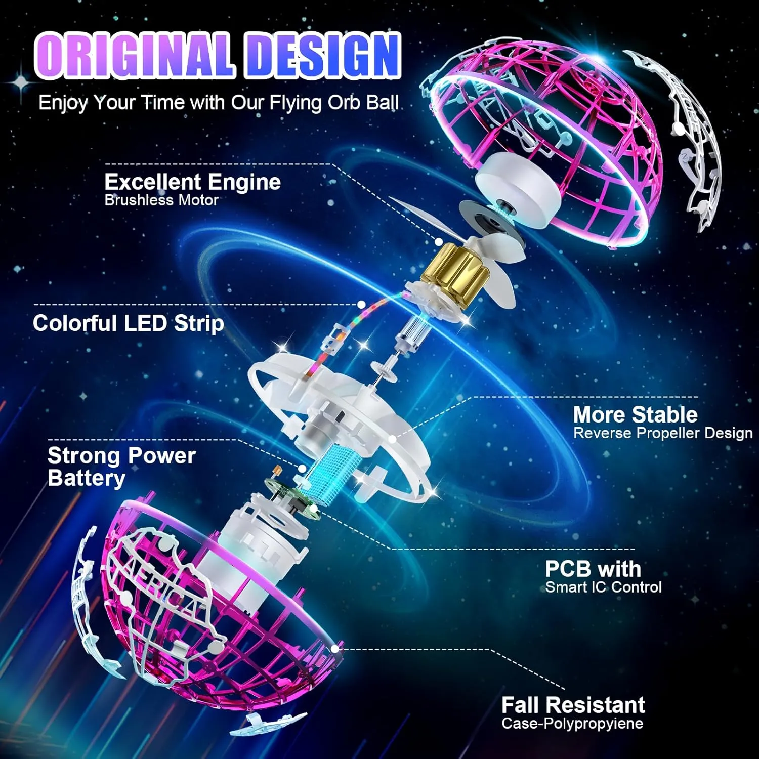 Lighting Effects Cool Toys for Kids Teen Adults Indoor Outdoor Flying Toy Flying orb Ball 2025 literacy Upgrade Hover Boomerang Ball 6 