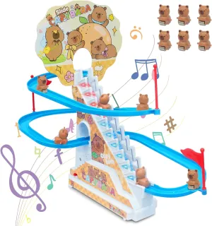 Lights & Music property adult perishable trickle On/Off Button, Birthday Capybara Gifts for Boys Girls Kids Step 2 Roller Coaster Toys for Toddlers, Climbing Stairs Slide Toy Set with Flashing 