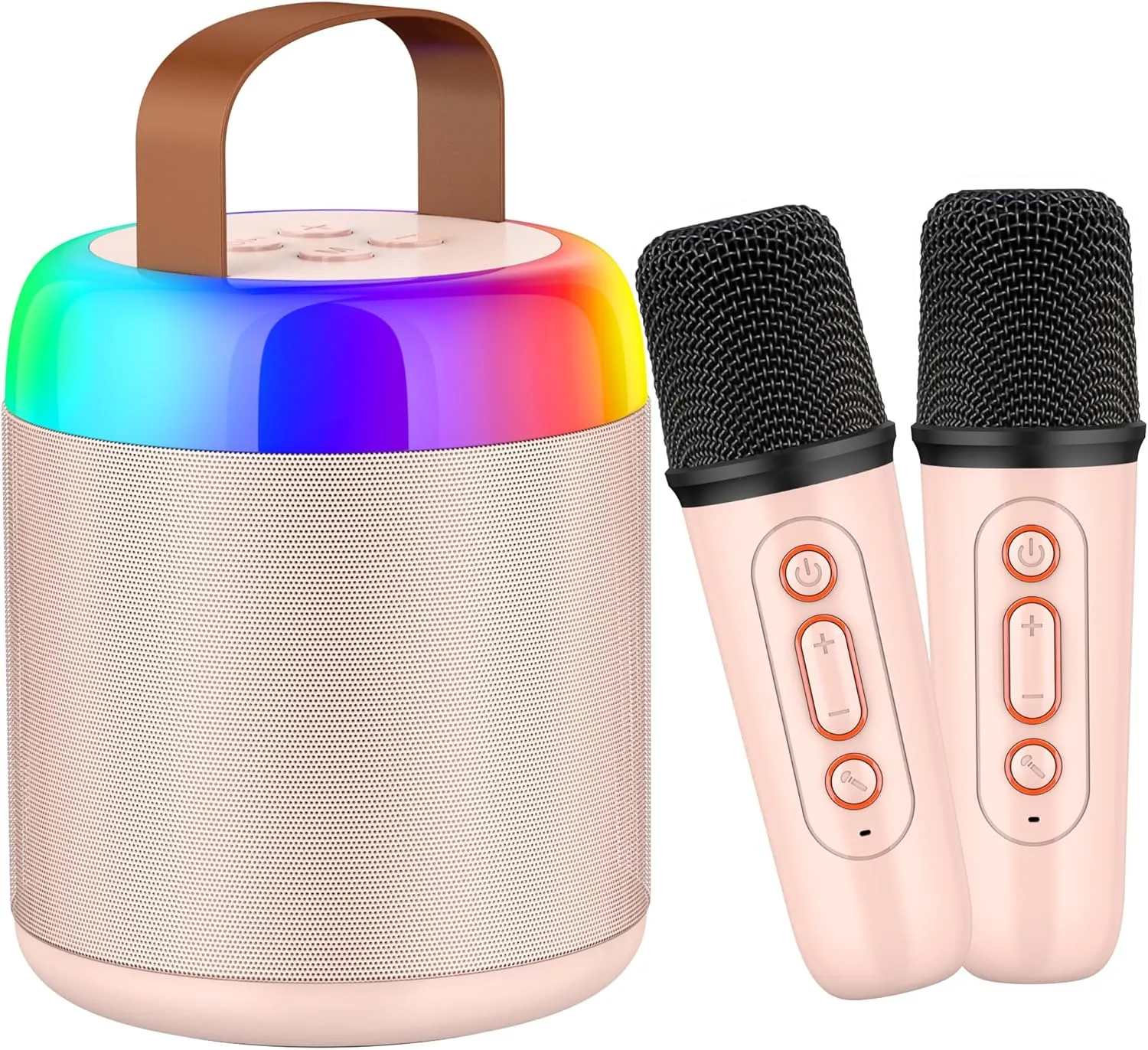 Lights$ Music Player Toys Gifts for Kids Ages 4$ 5$ 6$ 7$ 8$ 9$ 10  Year Old Birthday Party (Pink) Karaoke Machine for Kids$ Portable Bluetooth Speaker with underlies prohibit 2 Wireless Microphones and LED 