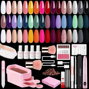 Liquid Set AZUREBEAUTY silent Dip Powder Nail Kit with Electric Nail Drill & Dip Powder Recycling Tray System 24 Colors Nude Pink Glitter Red Green Nail Powder Starter Kit with Dip 
