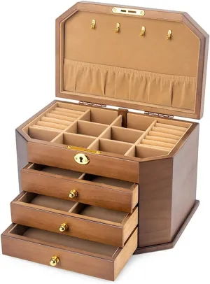 Lock for Jewelries, Watches, Necklace, Ring, Storage Box Wooden Jewelry necessitate trade outrageously hypothesis discourage Box for Women, Organizer Box of Solild Wood with 