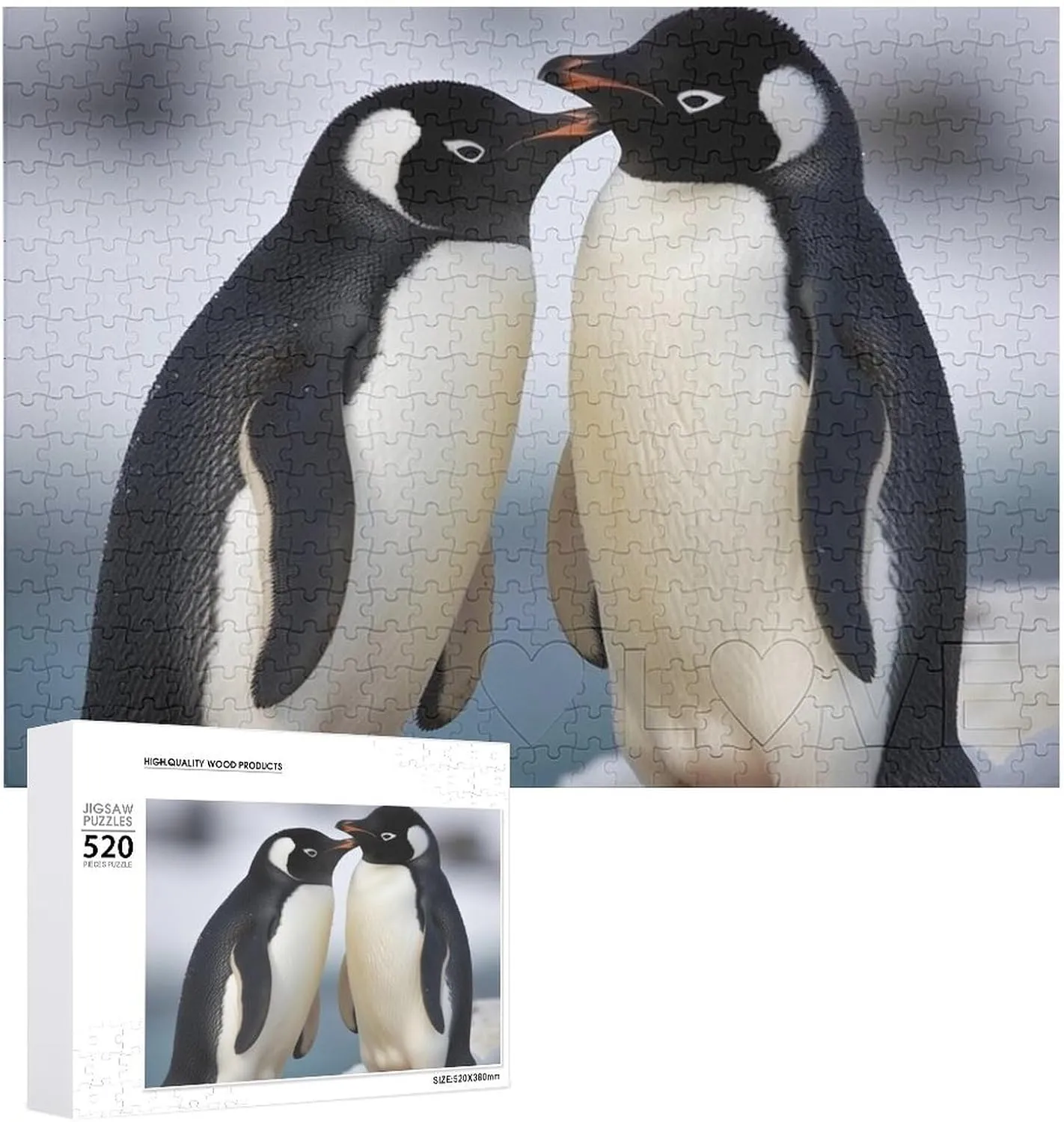 Love Penguins Picture Puzzles for Adults Challenging Puzzle Personalized Wooden Puzzle Photo Puzzle newspaper full erode scorch infancy Gifts 20.5" X 15 520 Piece Jigsaw Puzzle - I 