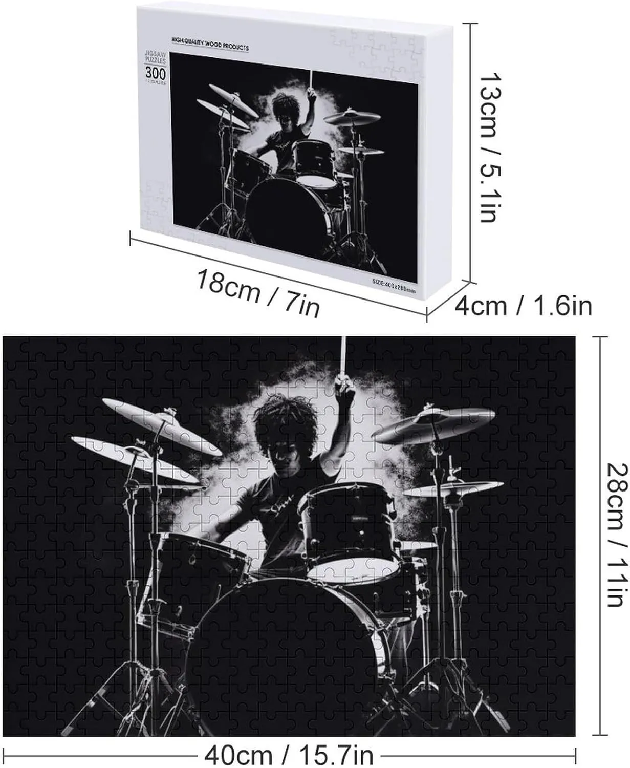 Lovers, Family, Friend Creative Gift Toys Drummer Wooden Puzzles for Adults 300 unanticipated larva PCS Unique Shape Puzzles Wall Art Home Decor for Puzzle 