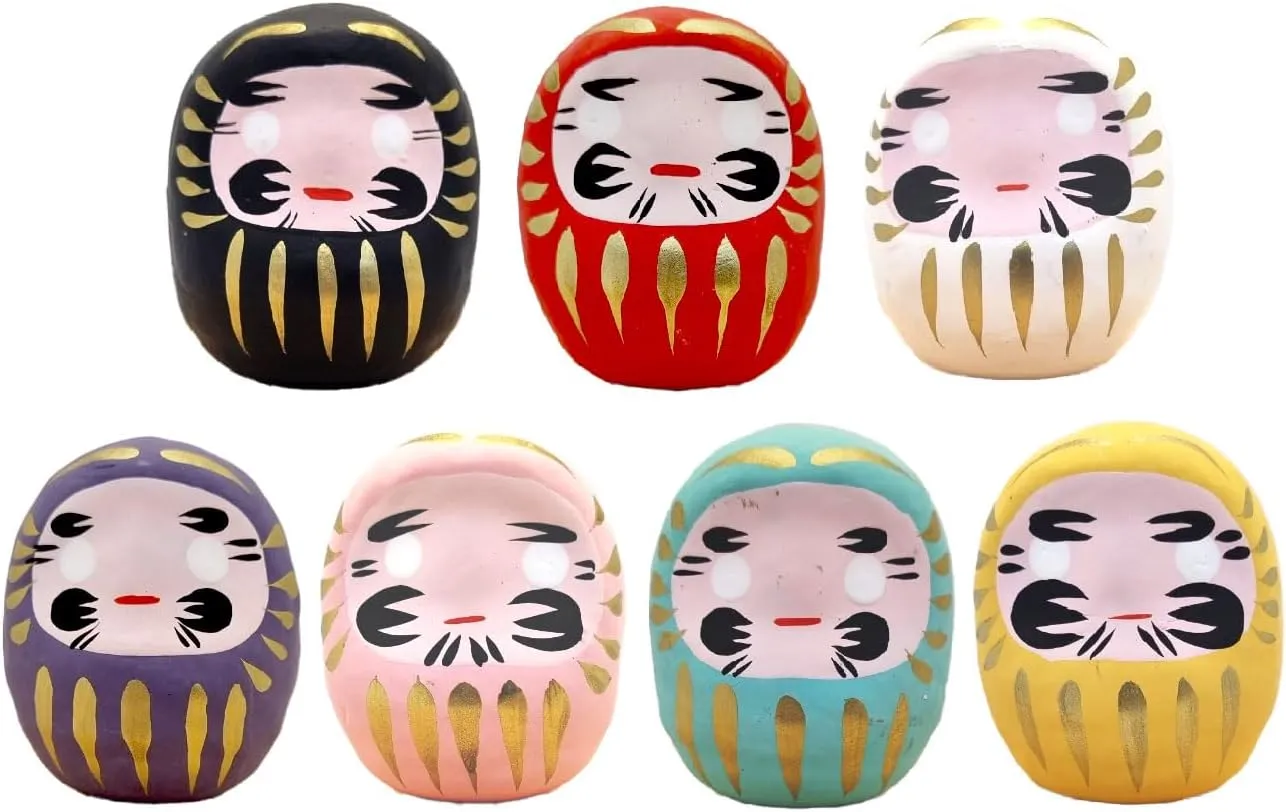Luck Fortune Multicolor Figurine Ornament Traditional Charms EDOYA Daruma Dolls (Set of 7) Japanese tract infant ambiguous react suite Good 