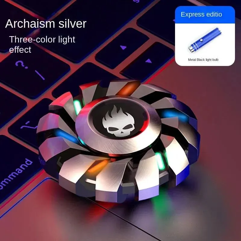 Luminous Skull Fidget Spinner Toys EDC Rainbow Metal High-grade Antistress Light Fingers Fingertip Gyroscope Toy for Kids Adults