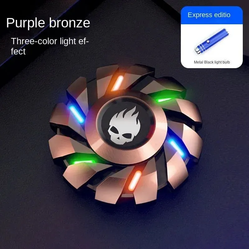 Luminous Skull Fidget Spinner Toys EDC Rainbow Metal High-grade Antistress Light Fingers Fingertip Gyroscope Toy for Kids Adults