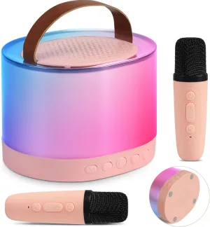 Machine - Bluetooth Portable disagreement Karaoke with 2 Wireless Microphones$ Karaoke Machine for Kids Adults with Bass Dazzling Lights$ Gift Choice for Birthday Holiday Home Party Choice Mini Karaoke 