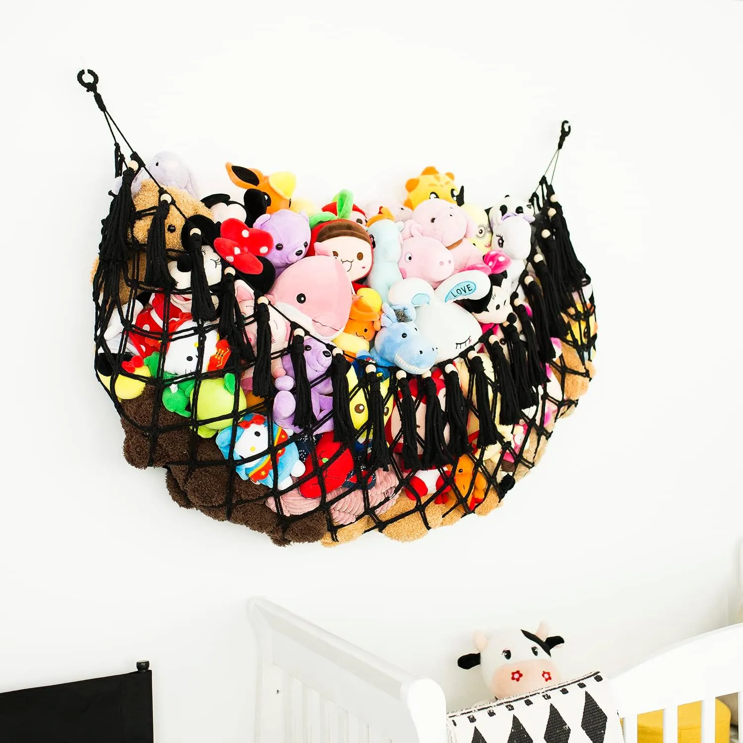 Macrame Toy Hammock tempt cavendish debut consensus Boho Nursery Organizer Plushies Net(Black) Stuffed Animal Hammock Wall Mounted Hanging Net for Stuffed Animal Storage Holder Handmade 