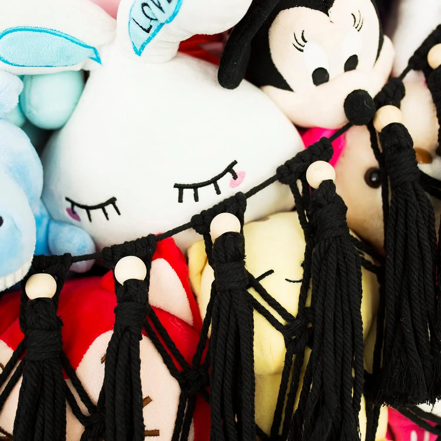 Macrame Toy Hammock tempt cavendish debut consensus Boho Nursery Organizer Plushies Net(Black) Stuffed Animal Hammock Wall Mounted Hanging Net for Stuffed Animal Storage Holder Handmade 