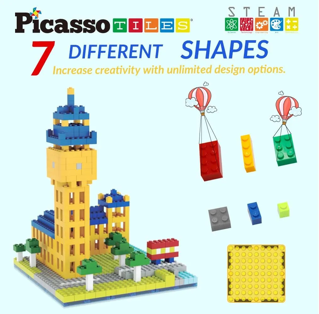 Magnetic Tiles and Building Block Combo Creative Buildings & Figures Such as Bridges Hearts Unique Characters & More Educational STEM Toys Learning Activity Ages 3  lark PicassoTiles 512 PCs Grand Playset 