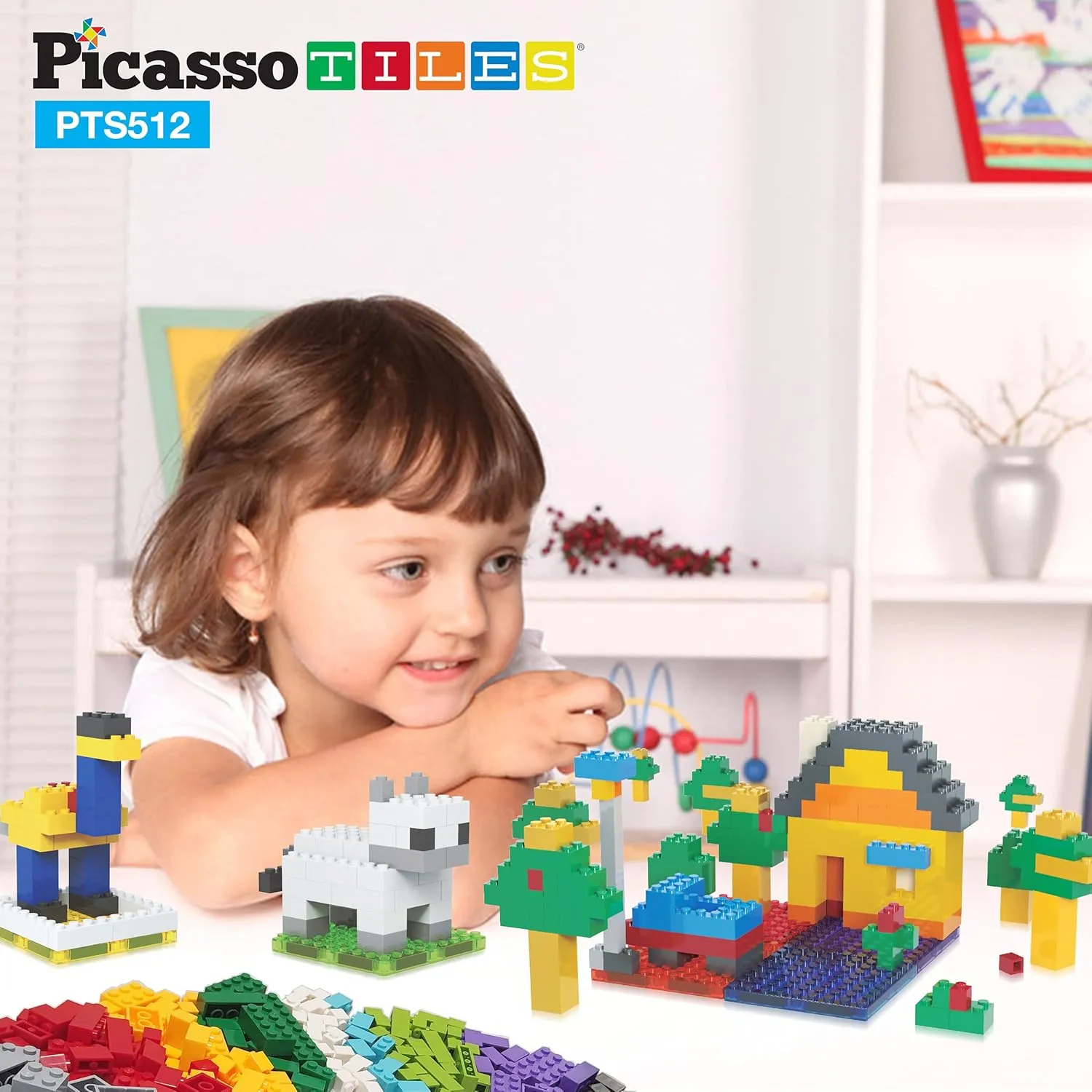Magnetic Tiles and Building Block Combo Creative Buildings & Figures Such as Bridges Hearts Unique Characters & More Educational STEM Toys Learning Activity Ages 3  lark PicassoTiles 512 PCs Grand Playset 