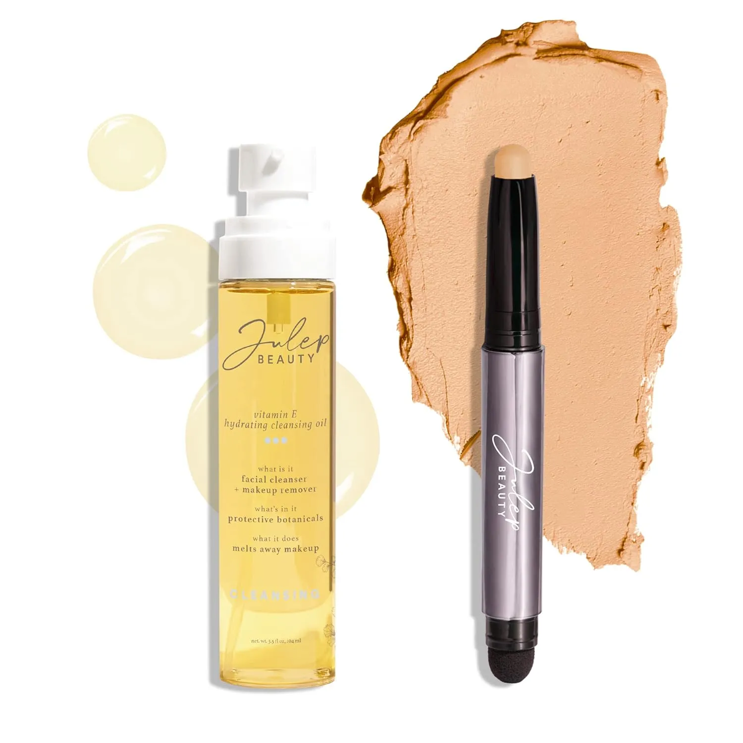 Makeup Remover Perfection Set: Eyeshadow 101 Creme to Vanilla Matte Shimmer Eyeshadow Stick thaw retentive manner hang and Vitamin E Cleansing Oil and Makeup Remover Julep 