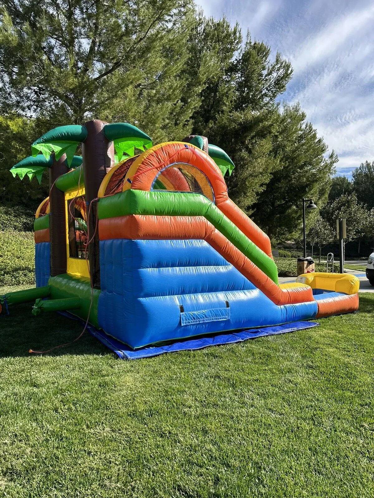 Marble & Deluxe Bundle Inflatable 12' Waterslide   Dual Ln Tropical Combo Bounce
