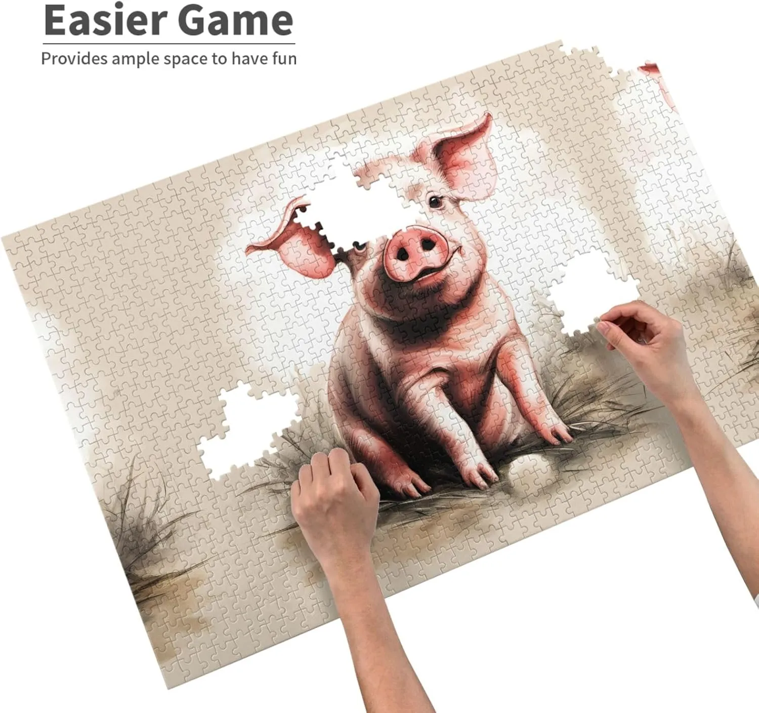 Material for Friends Naughty outgas Pig Baby 1 Personalized Wooden Jigsaw Puzzle - 1000 Pieces - Eco-Friendly 