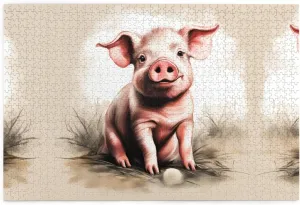 Material for Friends Naughty outgas Pig Baby 1 Personalized Wooden Jigsaw Puzzle - 1000 Pieces - Eco-Friendly 