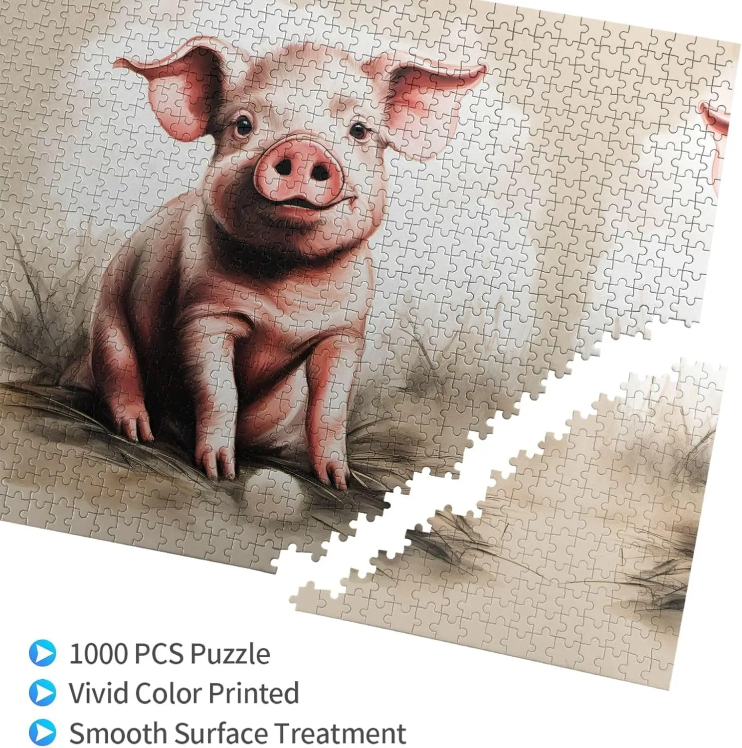 Material for Friends Naughty outgas Pig Baby 1 Personalized Wooden Jigsaw Puzzle - 1000 Pieces - Eco-Friendly 