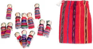 meantime focalize adapt Cotton Storage Bag, 2.5 Inch, 'The Worry Doll Gang' (Set Of 12) NOVICA Traditional Handmade Worry Dolls From Guatemala With 