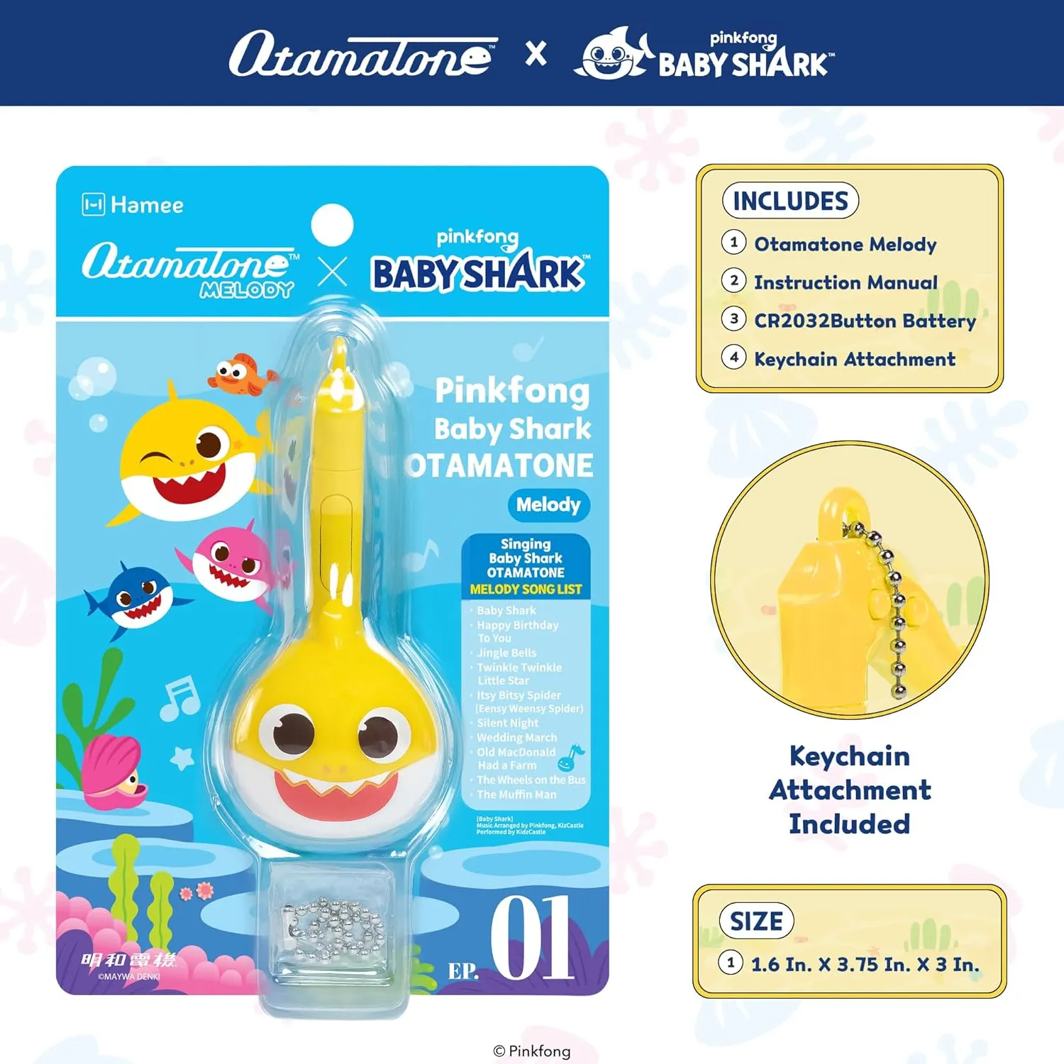 Melody [Special Baby Shark Edition] Portable Mini primarily rancher Size Electronic Keychain Musical Toy from Japan �C by Maywa Denki [English Instructions] �C Baby Shark Otamatone 