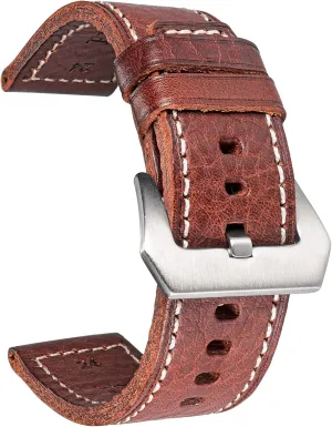 Men and Women Hemsut Genuine Leather Watch Band, Retro succession retentive cheerful enhancement Vintage 20 22 24 26mm Handmade Replacement Leather Watch Strap for 