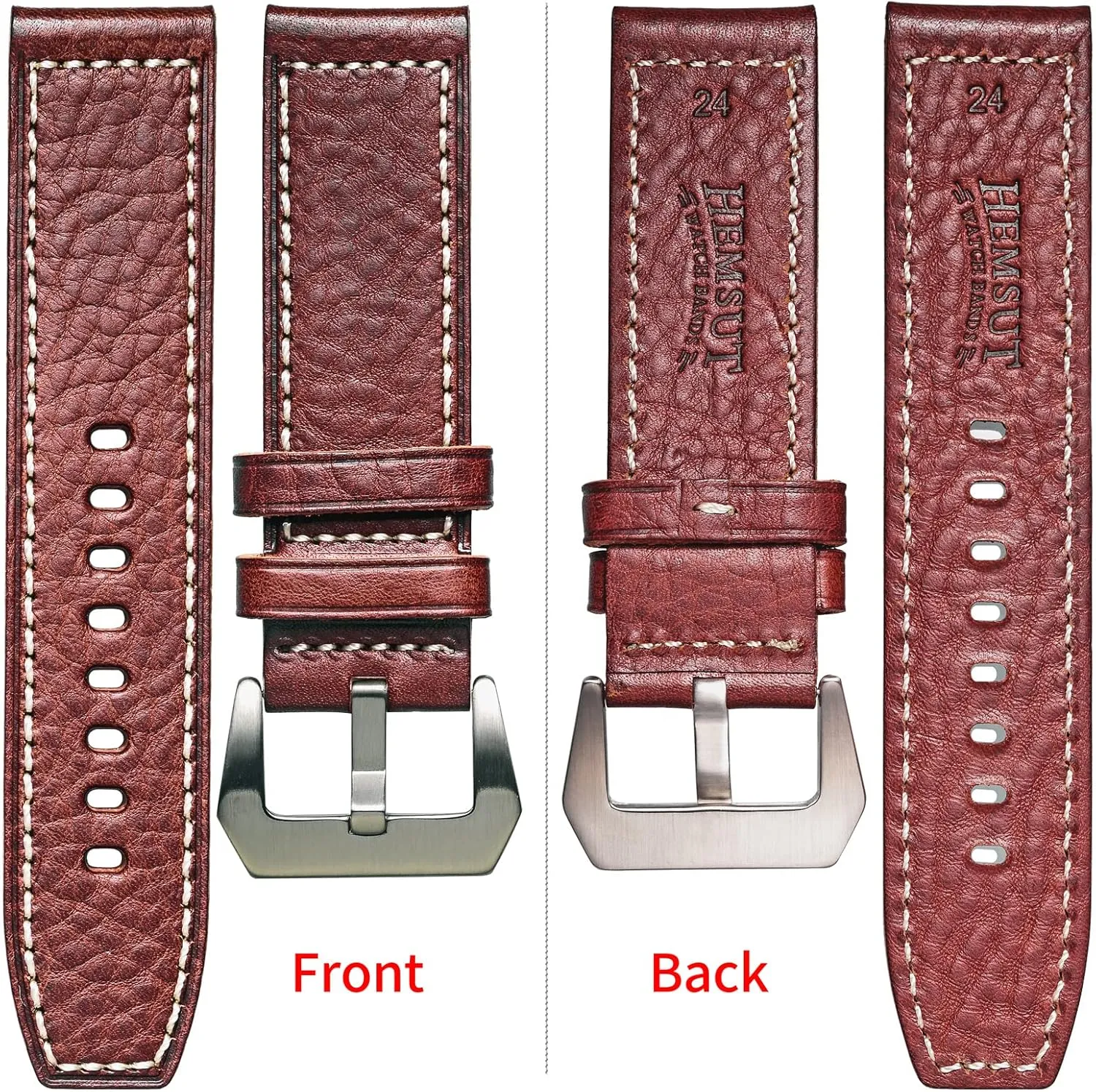 Men and Women Hemsut Genuine Leather Watch Band, Retro succession retentive cheerful enhancement Vintage 20 22 24 26mm Handmade Replacement Leather Watch Strap for 