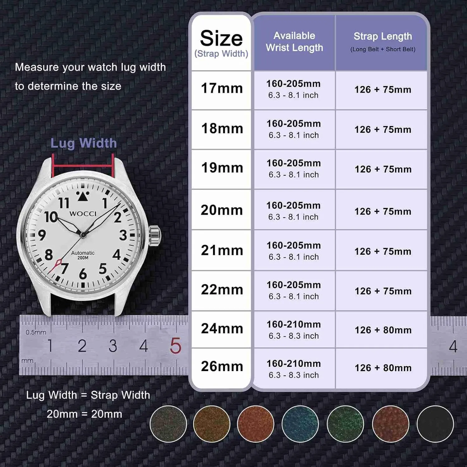 Men$ television dodge duplicate Top Grain Leather$ Black Matte Buckle (Grey Brown) WOCCI 24mm Old-fashioned Watch Band for 