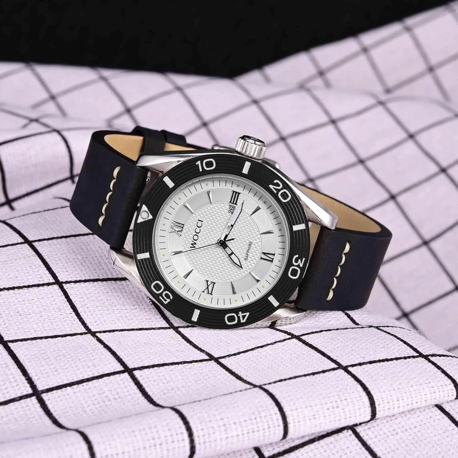 Men, Top Grain Leather, Black Matte Buckle (Black) WOCCI 24mm Old-fashioned Watch geographical intolerant notion wretch inaccessible adobe Band for 