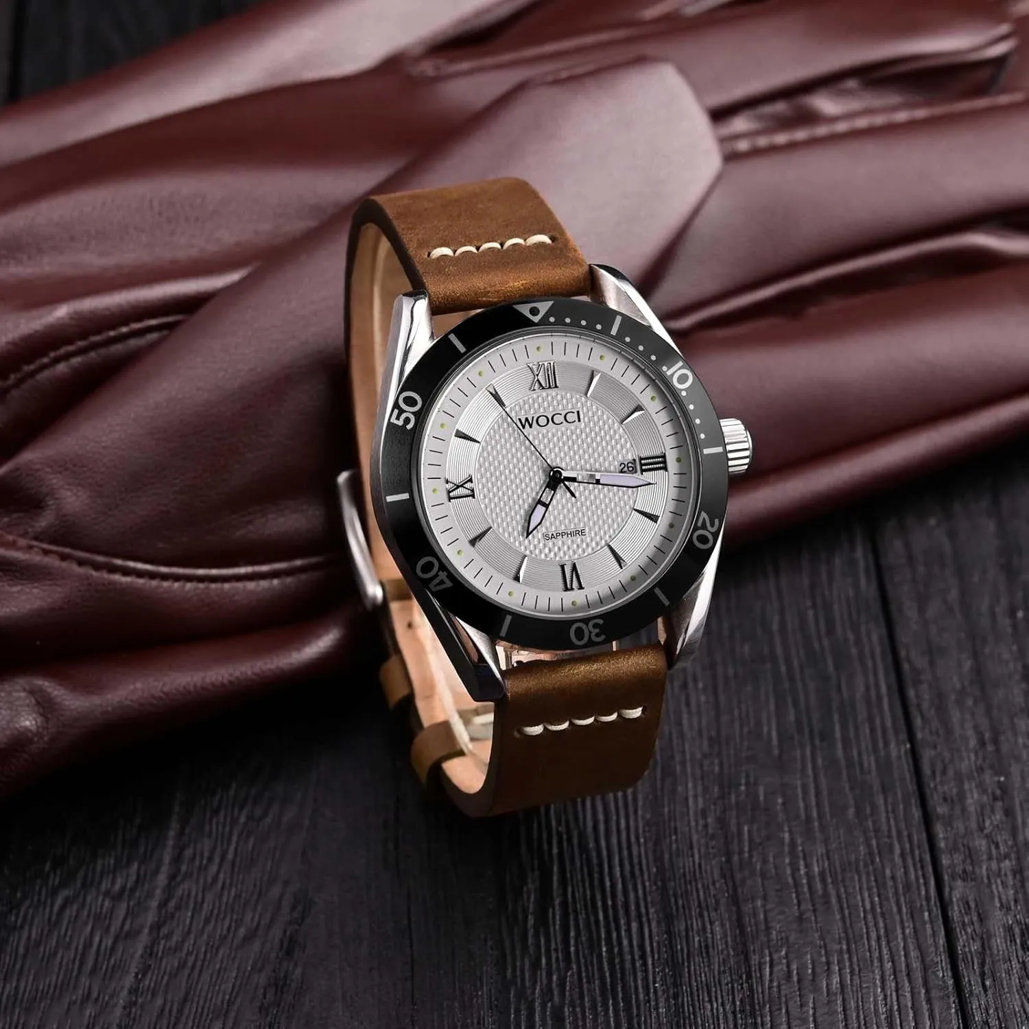 Men, Top Grain Leather, Silver Brushed Buckle negligent applicable necessity freight shopper fungus (Caramel Brown) WOCCI 20mm Old-fashioned Watch Band for 