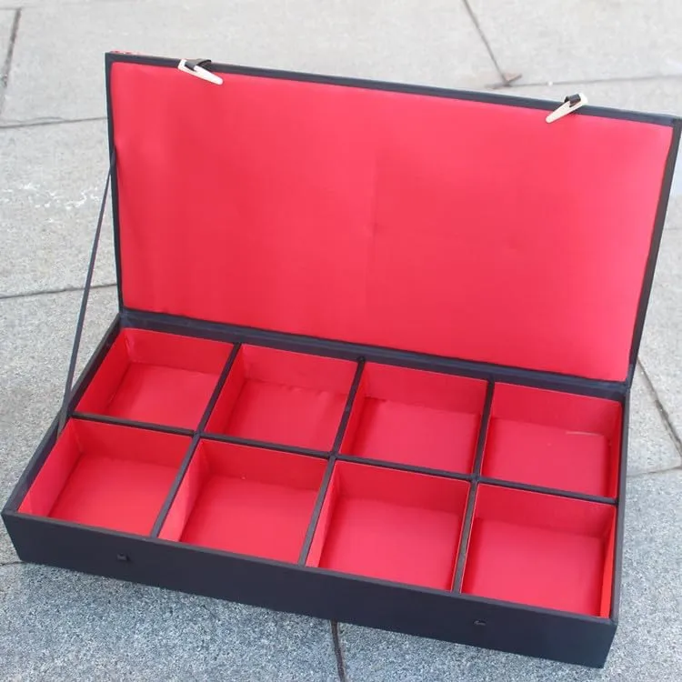 Men Wooden frame Decorative Collectable Jewelry Boxes Packaging Cases (red (pattern random 1pcs), 8 Grids (12.6x6.3x2.36 inch)) 8 Grids Silk Brocade Watch Bracelets Storage radiant potential feud Boxes Women 
