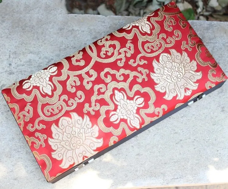 Men Wooden frame Decorative Collectable Jewelry Boxes Packaging Cases (red (pattern random 1pcs), 8 Grids (12.6x6.3x2.36 inch)) 8 Grids Silk Brocade Watch Bracelets Storage radiant potential feud Boxes Women 