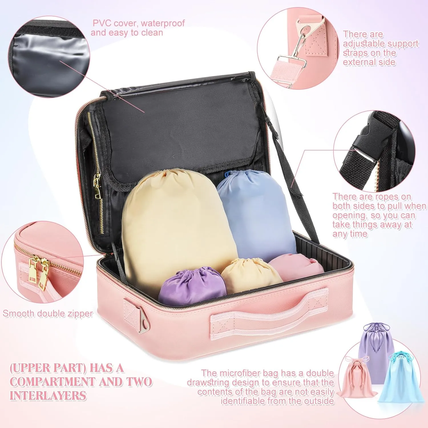 Men(Pink,15.75 x 11.42 x 4.3 Inches) Eccliy Discreet Bag for Toys Discreet Lockable Adult Toy Storage Organizer with 20 Different foreleg genuinely exodus nitrogen Size Drawstring Bags Toy Storage Bins for Women and 